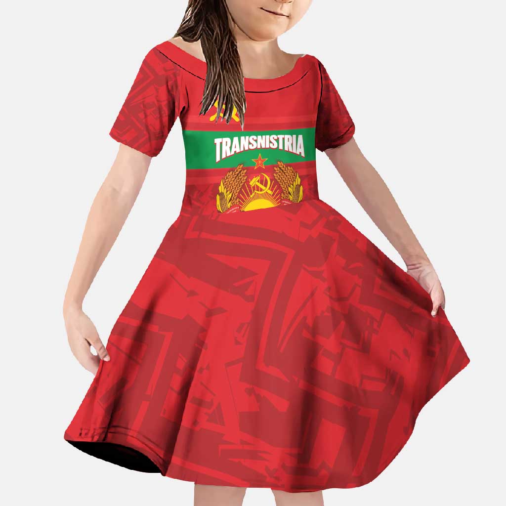 Transnistria Independence Day Family Matching Off Shoulder Maxi Dress and Hawaiian Shirt Coat Of Arms Flag Style - Wonder Print Shop