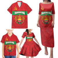 Transnistria Independence Day Family Matching Puletasi and Hawaiian Shirt Coat Of Arms Flag Style - Wonder Print Shop