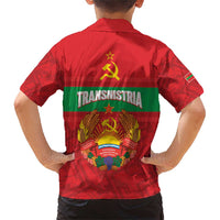Transnistria Independence Day Family Matching Short Sleeve Bodycon Dress and Hawaiian Shirt Coat Of Arms Flag Style - Wonder Print Shop