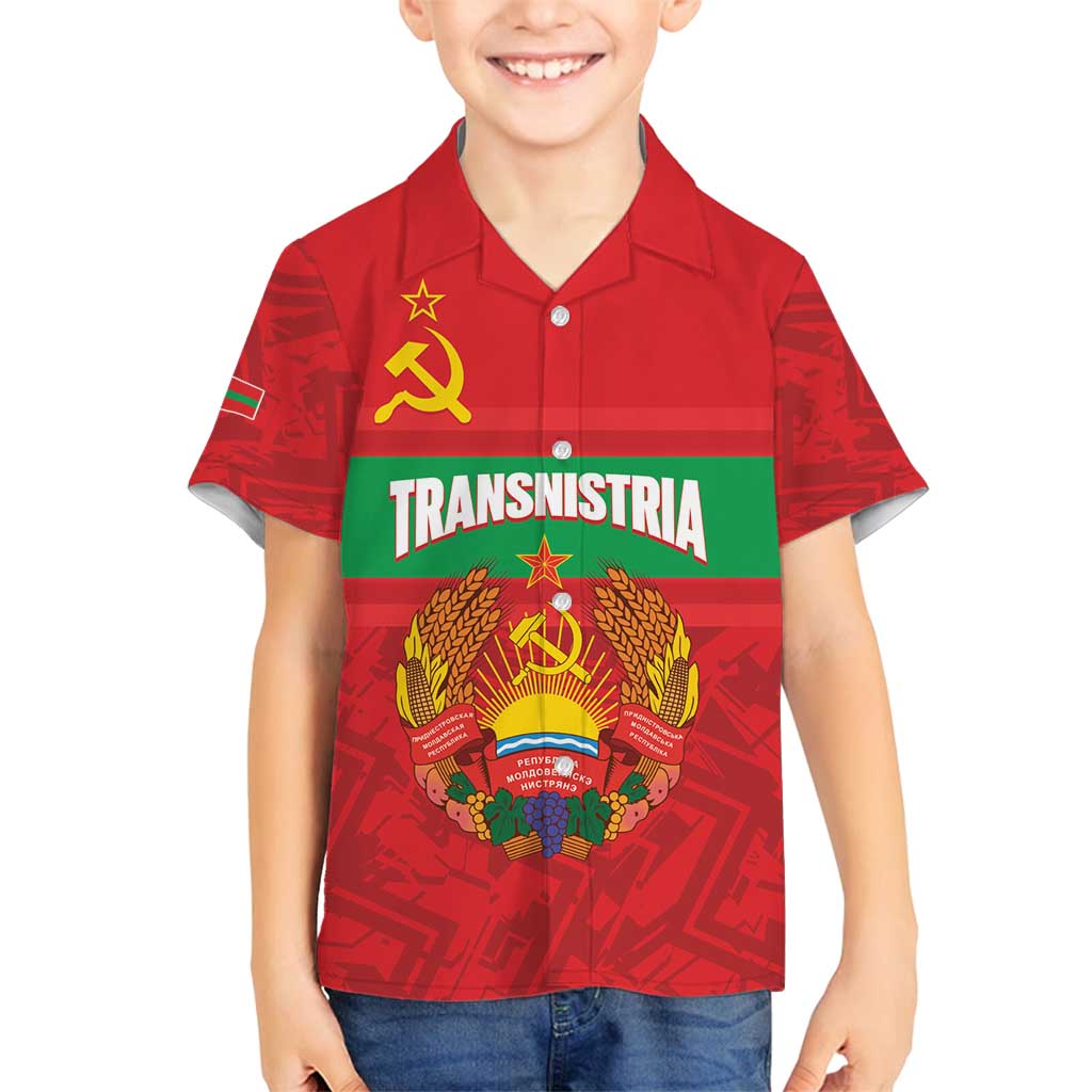 Transnistria Independence Day Family Matching Summer Maxi Dress and Hawaiian Shirt Coat Of Arms Flag Style - Wonder Print Shop