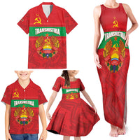 Transnistria Independence Day Family Matching Tank Maxi Dress and Hawaiian Shirt Coat Of Arms Flag Style - Wonder Print Shop