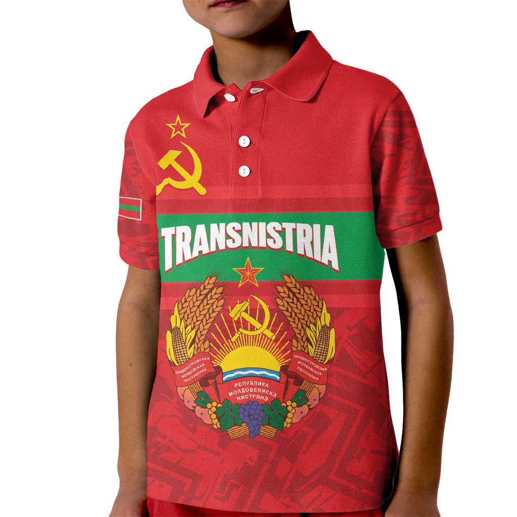 Transnistria Independence Day Kid Polo Shirt Coat Of Arms Flag Style - Wonder Print Shop