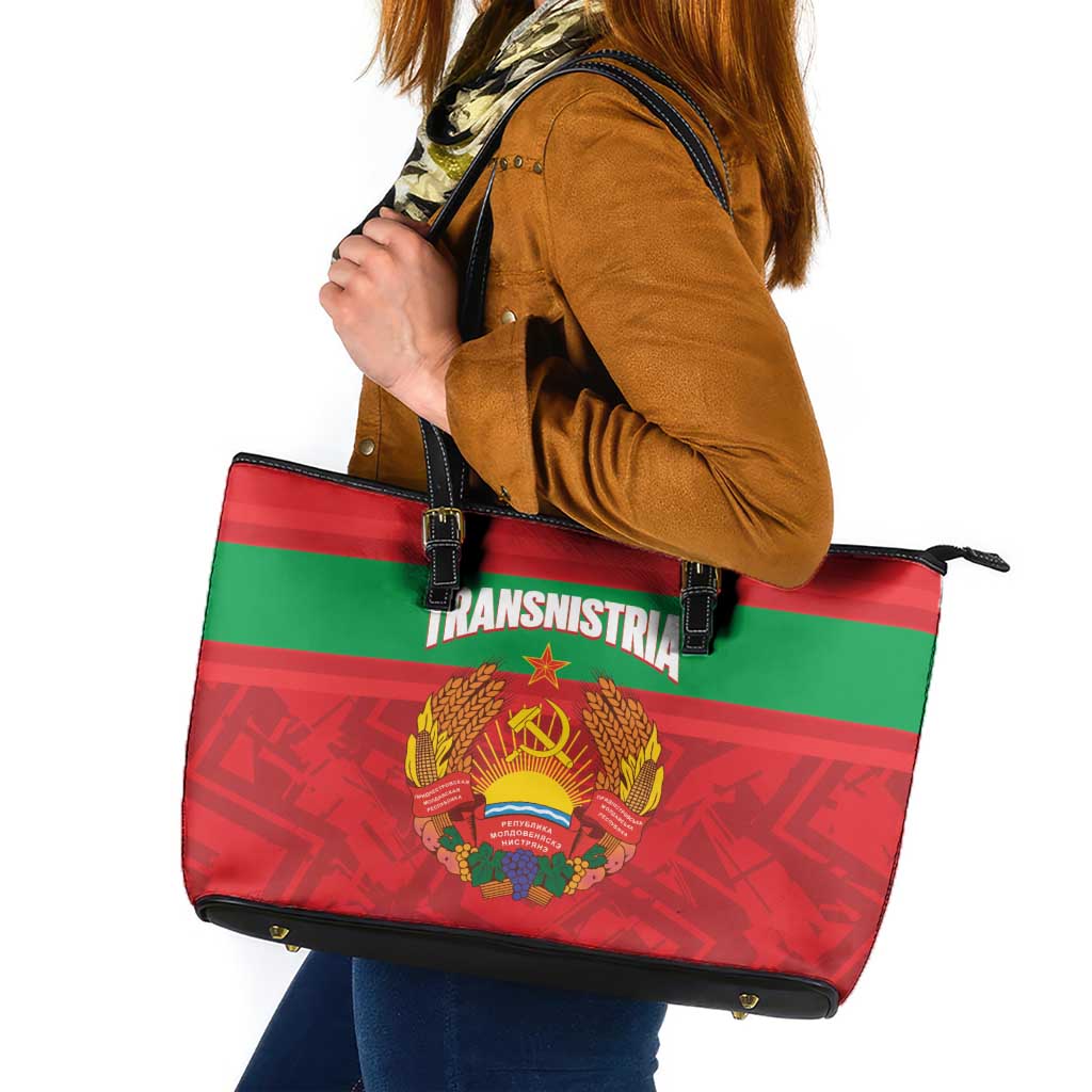 Transnistria Independence Day Leather Tote Bag Coat Of Arms Flag Style - Wonder Print Shop