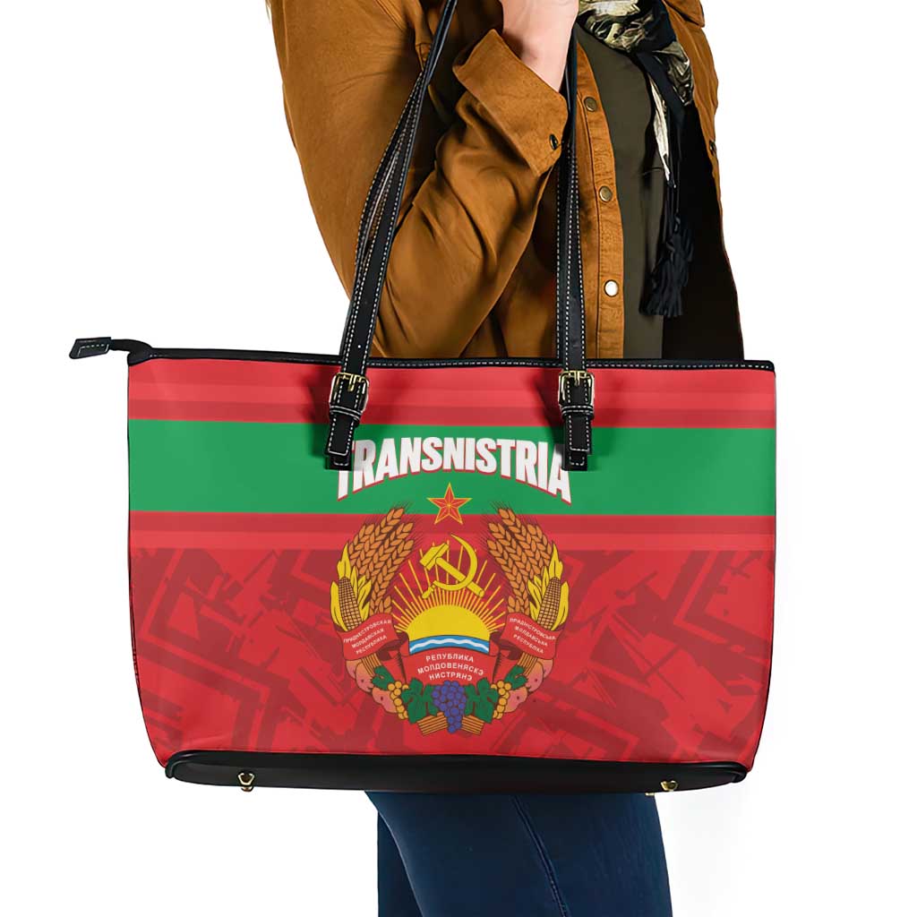 Transnistria Independence Day Leather Tote Bag Coat Of Arms Flag Style - Wonder Print Shop
