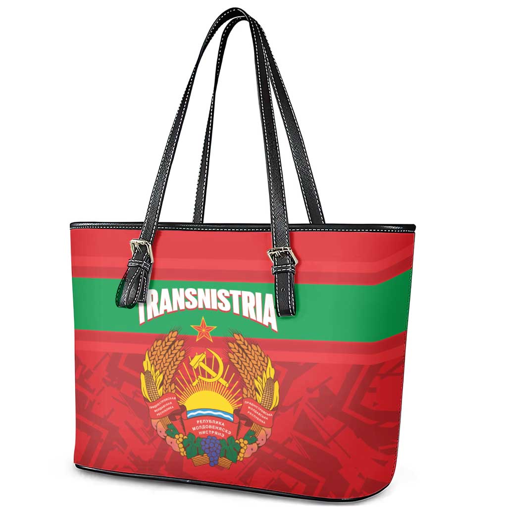 Transnistria Independence Day Leather Tote Bag Coat Of Arms Flag Style - Wonder Print Shop