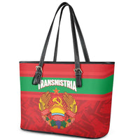 Transnistria Independence Day Leather Tote Bag Coat Of Arms Flag Style - Wonder Print Shop