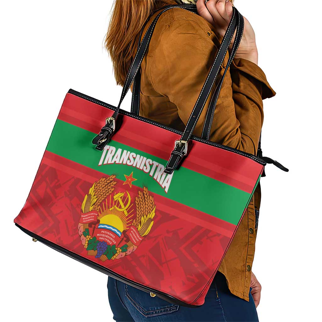 Transnistria Independence Day Leather Tote Bag Coat Of Arms Flag Style - Wonder Print Shop