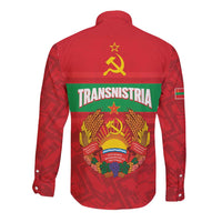 Transnistria Independence Day Long Sleeve Button Shirt Coat Of Arms Flag Style - Wonder Print Shop