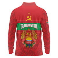 Transnistria Independence Day Long Sleeve Polo Shirt Coat Of Arms Flag Style - Wonder Print Shop