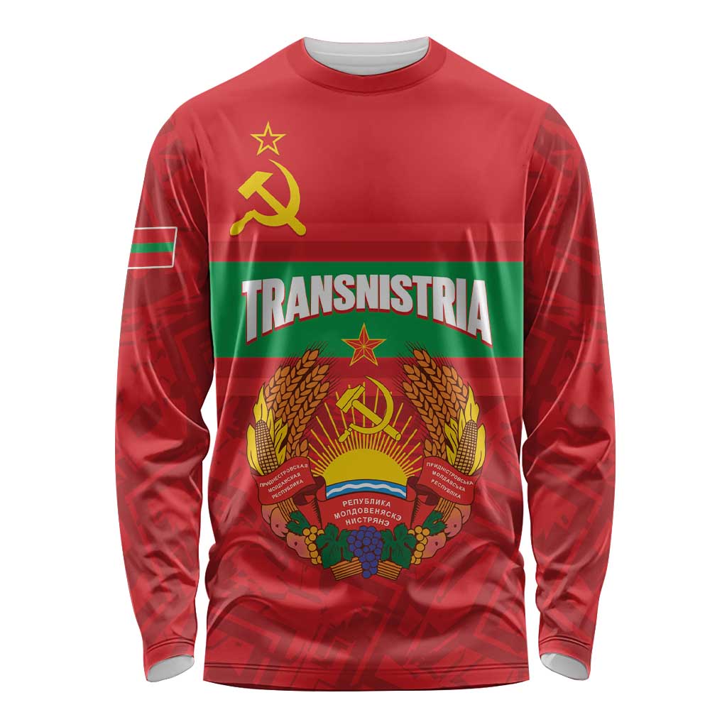 Transnistria Independence Day Long Sleeve Shirt Coat Of Arms Flag Style - Wonder Print Shop