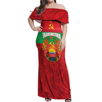 Transnistria Independence Day Off Shoulder Maxi Dress Coat Of Arms Flag Style - Wonder Print Shop