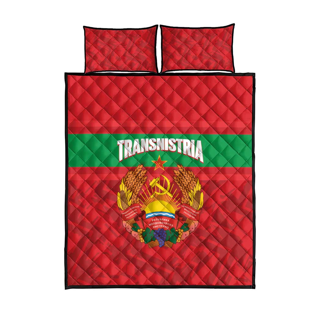 Transnistria Independence Day Quilt Bed Set Coat Of Arms Flag Style - Wonder Print Shop