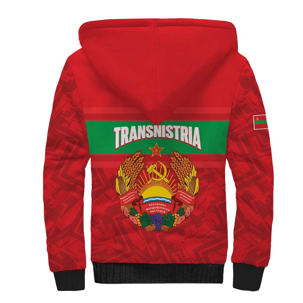 Transnistria Independence Day Sherpa Hoodie Coat Of Arms Flag Style - Wonder Print Shop