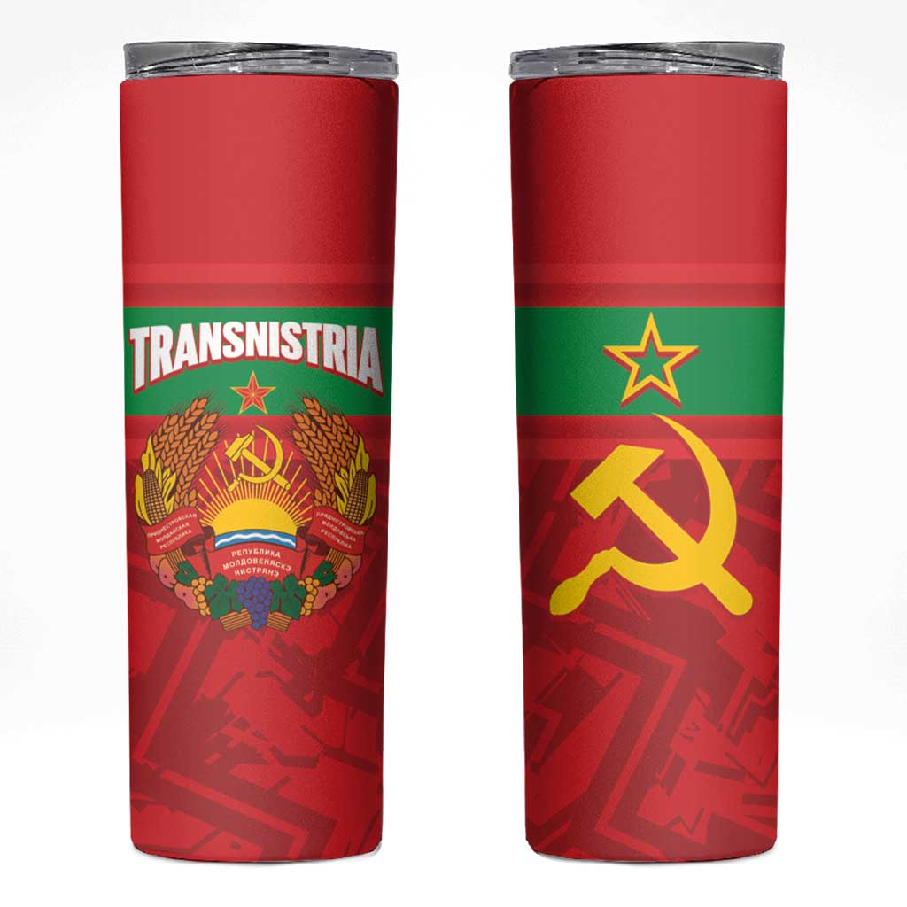 Transnistria Independence Day Skinny Tumbler Coat Of Arms Flag Style - Wonder Print Shop