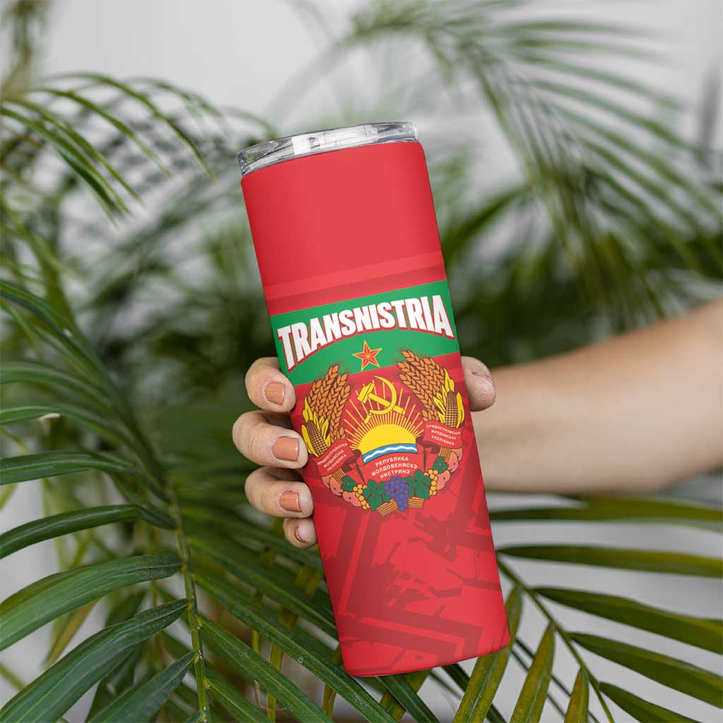 Transnistria Independence Day Skinny Tumbler Coat Of Arms Flag Style - Wonder Print Shop