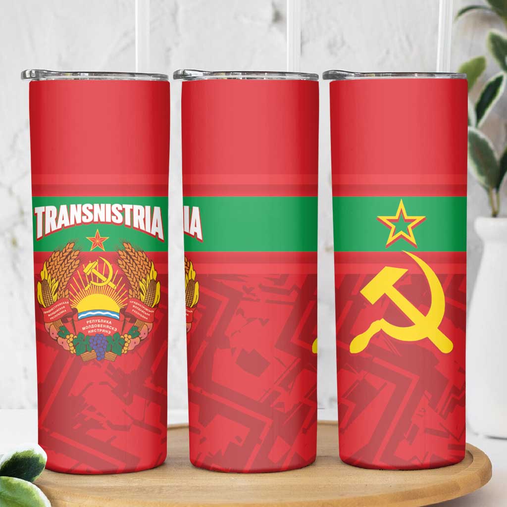 Transnistria Independence Day Skinny Tumbler Coat Of Arms Flag Style - Wonder Print Shop