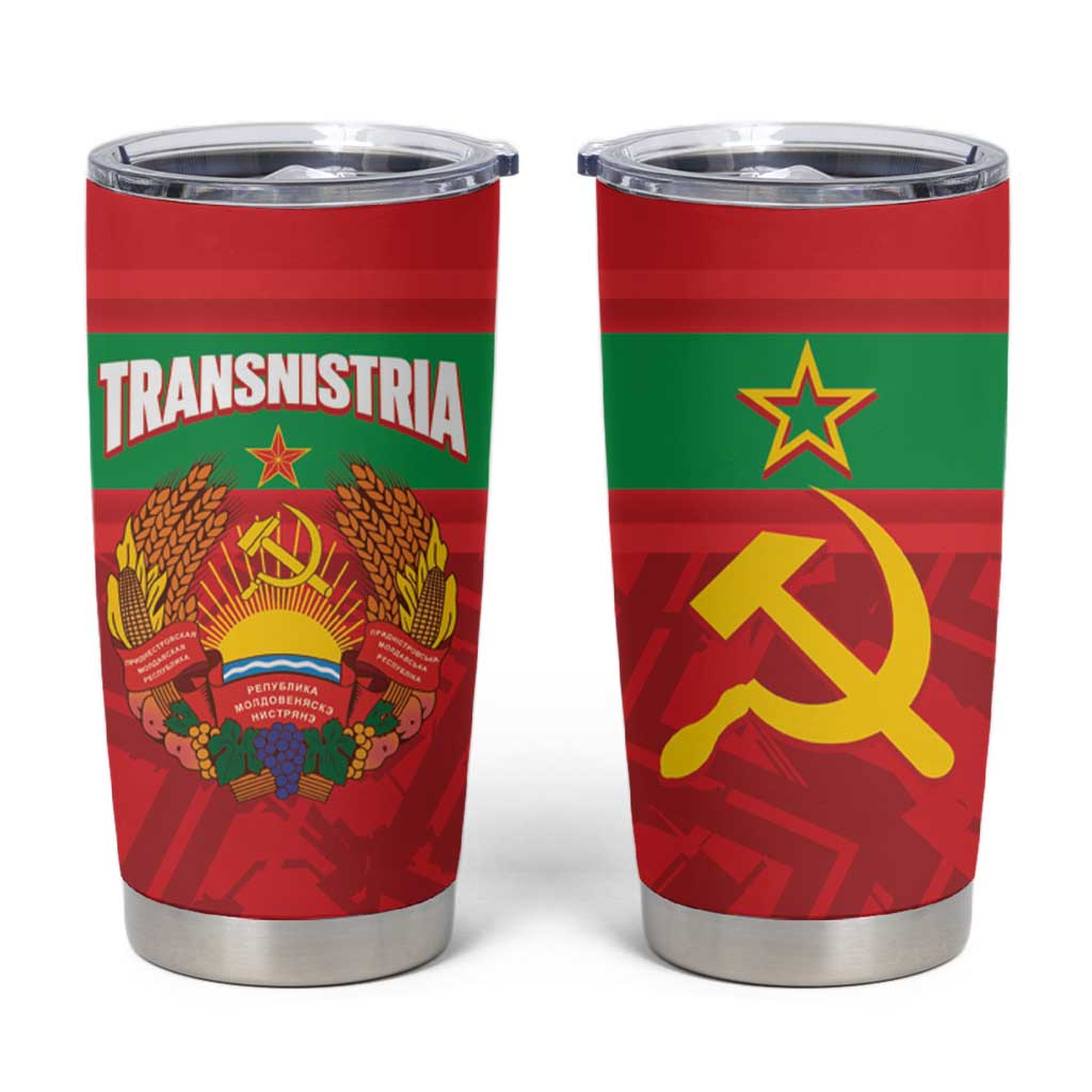 Transnistria Independence Day Tumbler Cup Coat Of Arms Flag Style - Wonder Print Shop