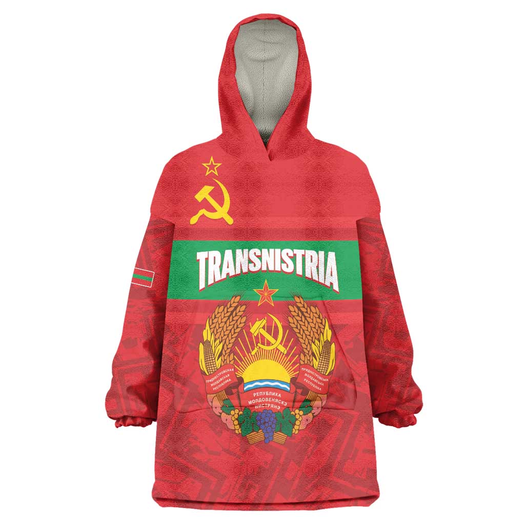 Transnistria Independence Day Wearable Blanket Hoodie Coat Of Arms Flag Style - Wonder Print Shop