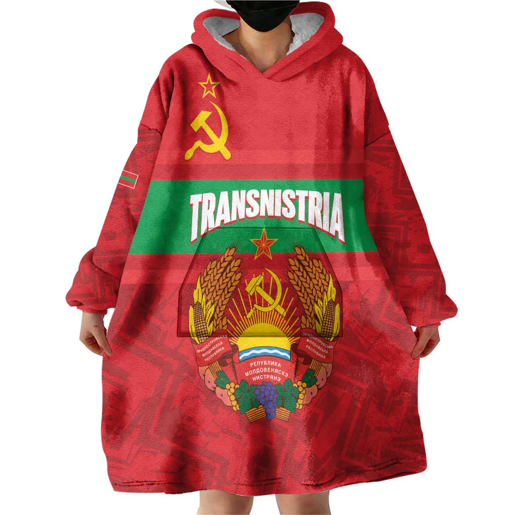 Transnistria Independence Day Wearable Blanket Hoodie Coat Of Arms Flag Style - Wonder Print Shop