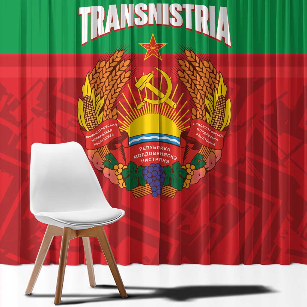 Transnistria Independence Day Window Curtain Coat Of Arms Flag Style - Wonder Print Shop