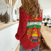 Transnistria Independence Day Women Casual Shirt Coat Of Arms Flag Style - Wonder Print Shop