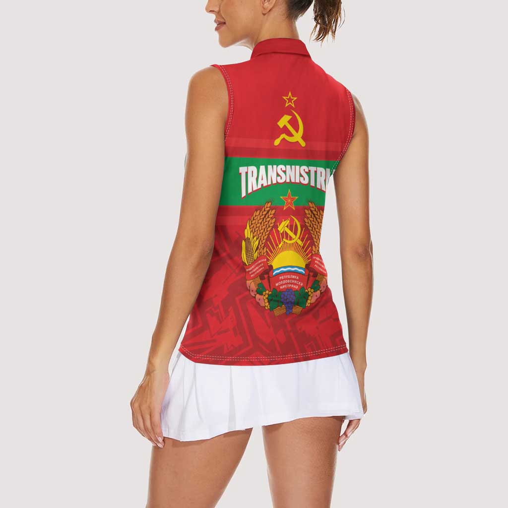 Transnistria Independence Day Women Sleeveless Polo Shirt Coat Of Arms Flag Style - Wonder Print Shop