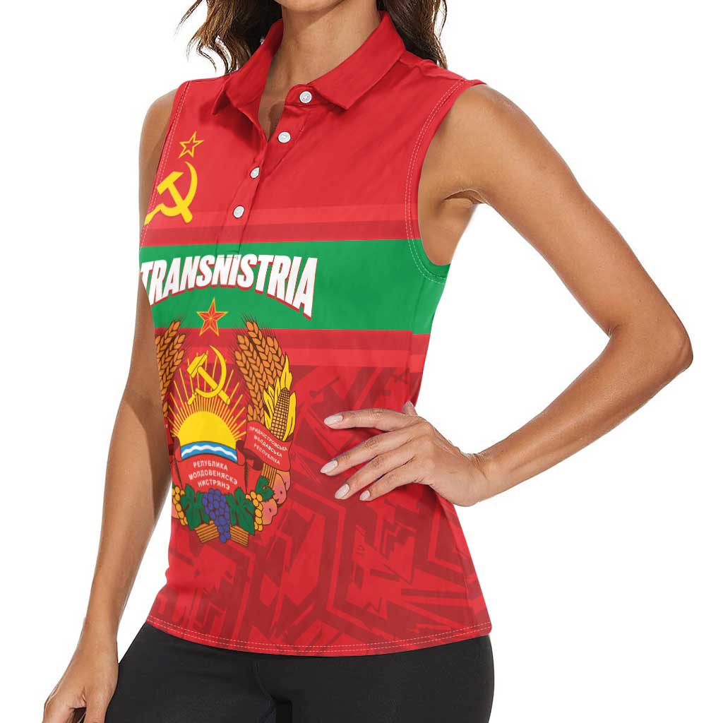 Transnistria Independence Day Women Sleeveless Polo Shirt Coat Of Arms Flag Style - Wonder Print Shop