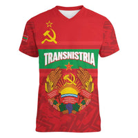 Transnistria Independence Day Women V-Neck T-Shirt Coat Of Arms Flag Style - Wonder Print Shop