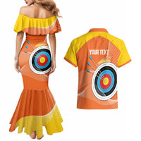 Personalised Bhutan Archery Couples Matching Mermaid Dress and Hawaiian Shirt Board Style Flag Color - Wonder Print Shop