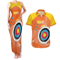 Personalised Bhutan Archery Couples Matching Tank Maxi Dress and Hawaiian Shirt Board Style Flag Color - Wonder Print Shop