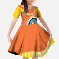 Personalised Bhutan Archery Family Matching Long Sleeve Bodycon Dress and Hawaiian Shirt Board Style Flag Color - Wonder Print Shop