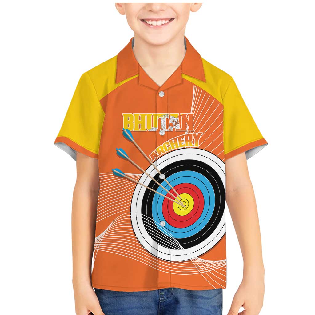 Personalised Bhutan Archery Family Matching Mermaid Dress and Hawaiian Shirt Board Style Flag Color - Wonder Print Shop