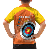 Personalised Bhutan Archery Family Matching Off The Shoulder Long Sleeve Dress and Hawaiian Shirt Board Style Flag Color - Wonder Print Shop