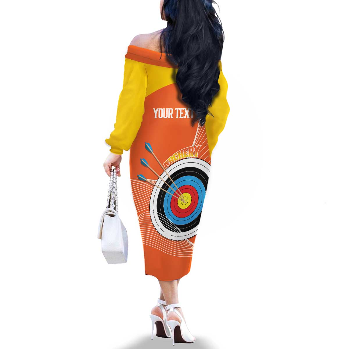 Personalised Bhutan Archery Family Matching Off The Shoulder Long Sleeve Dress and Hawaiian Shirt Board Style Flag Color - Wonder Print Shop