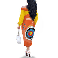 Personalised Bhutan Archery Family Matching Off The Shoulder Long Sleeve Dress and Hawaiian Shirt Board Style Flag Color - Wonder Print Shop