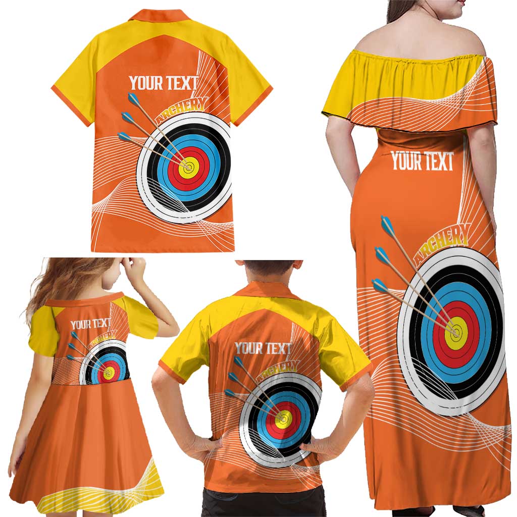 Personalised Bhutan Archery Family Matching Off Shoulder Maxi Dress and Hawaiian Shirt Board Style Flag Color - Wonder Print Shop