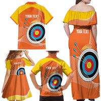 Personalised Bhutan Archery Family Matching Off Shoulder Maxi Dress and Hawaiian Shirt Board Style Flag Color - Wonder Print Shop