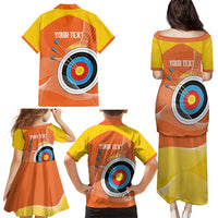 Personalised Bhutan Archery Family Matching Puletasi and Hawaiian Shirt Board Style Flag Color - Wonder Print Shop