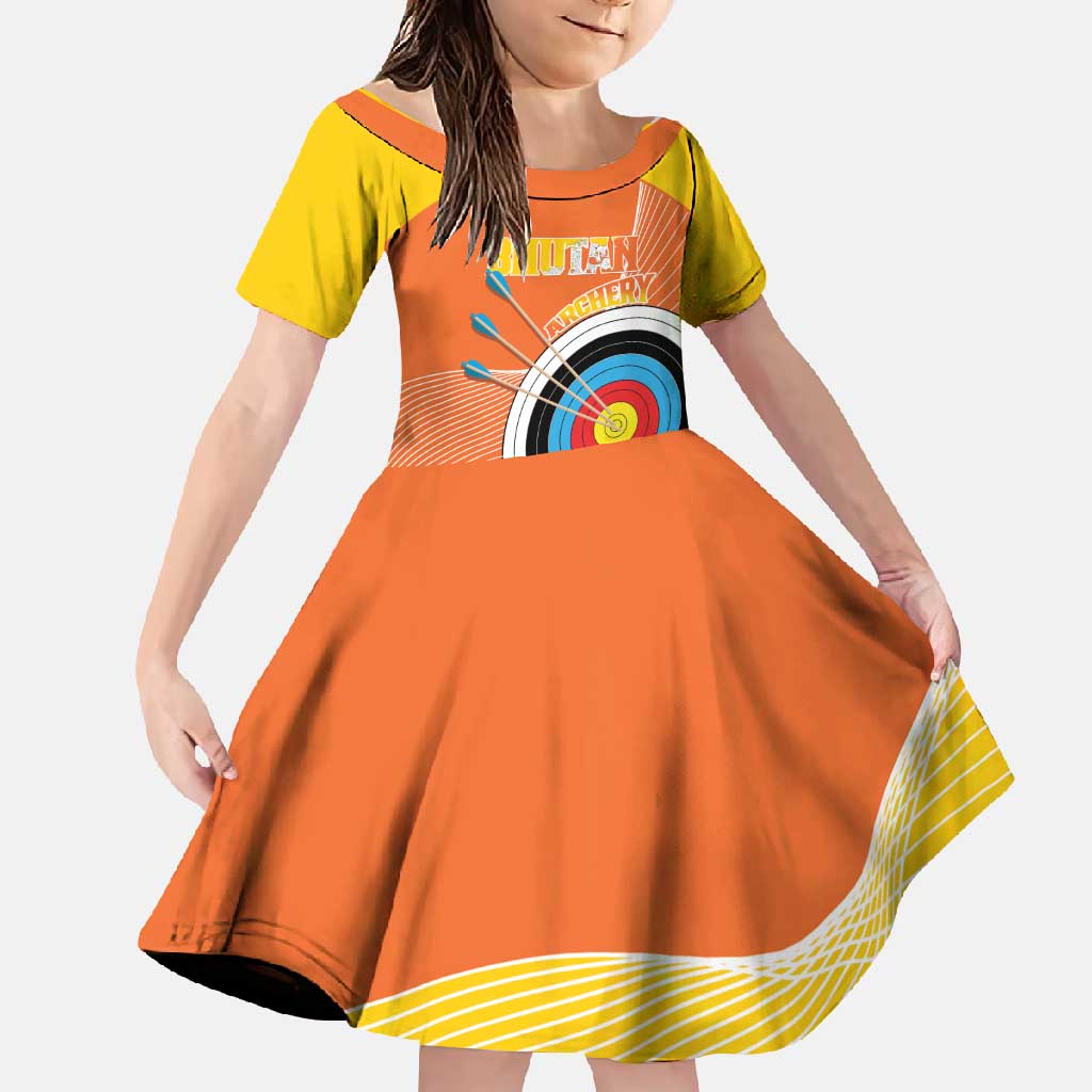 Personalised Bhutan Archery Family Matching Short Sleeve Bodycon Dress and Hawaiian Shirt Board Style Flag Color - Wonder Print Shop