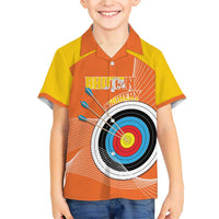 Personalised Bhutan Archery Family Matching Short Sleeve Bodycon Dress and Hawaiian Shirt Board Style Flag Color - Wonder Print Shop