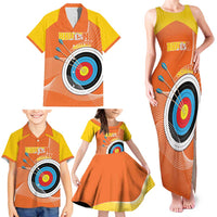 Personalised Bhutan Archery Family Matching Tank Maxi Dress and Hawaiian Shirt Board Style Flag Color - Wonder Print Shop