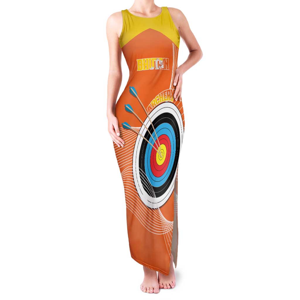 Personalised Bhutan Archery Family Matching Tank Maxi Dress and Hawaiian Shirt Board Style Flag Color - Wonder Print Shop