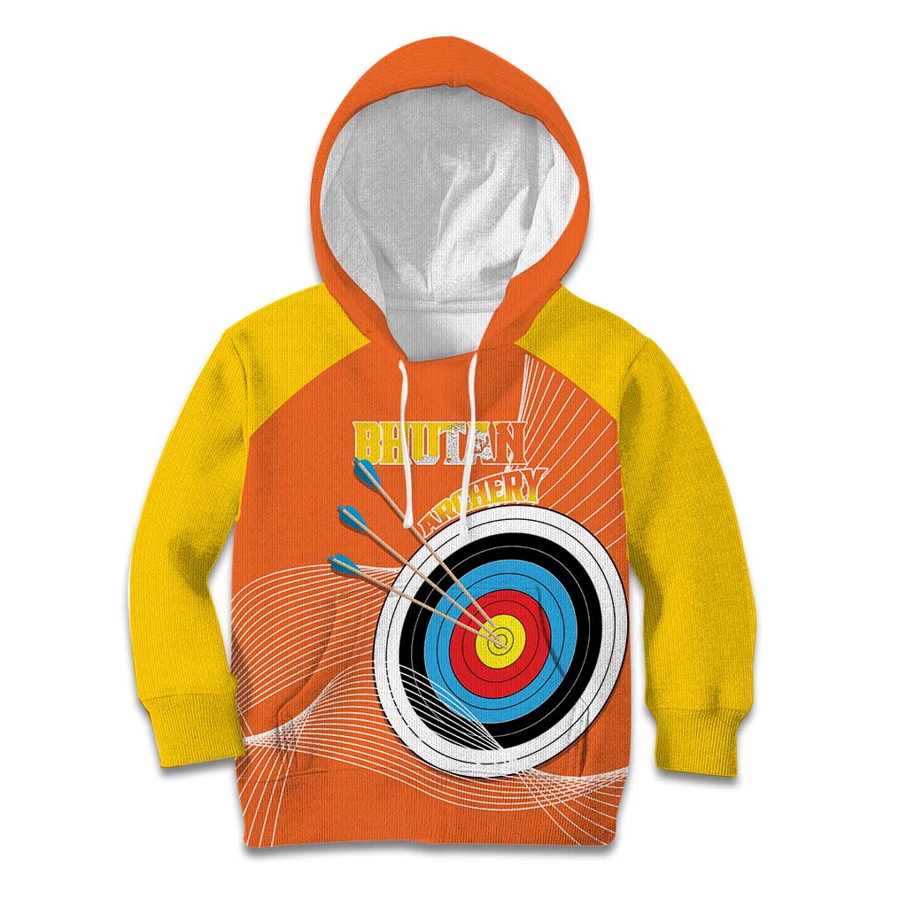 Personalised Bhutan Archery Kid Hoodie Board Style Flag Color - Wonder Print Shop