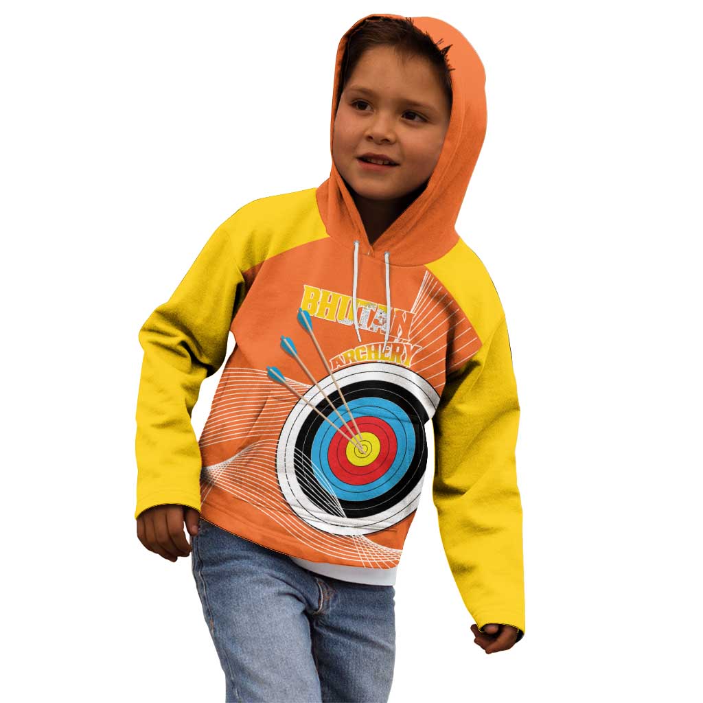 Personalised Bhutan Archery Kid Hoodie Board Style Flag Color - Wonder Print Shop