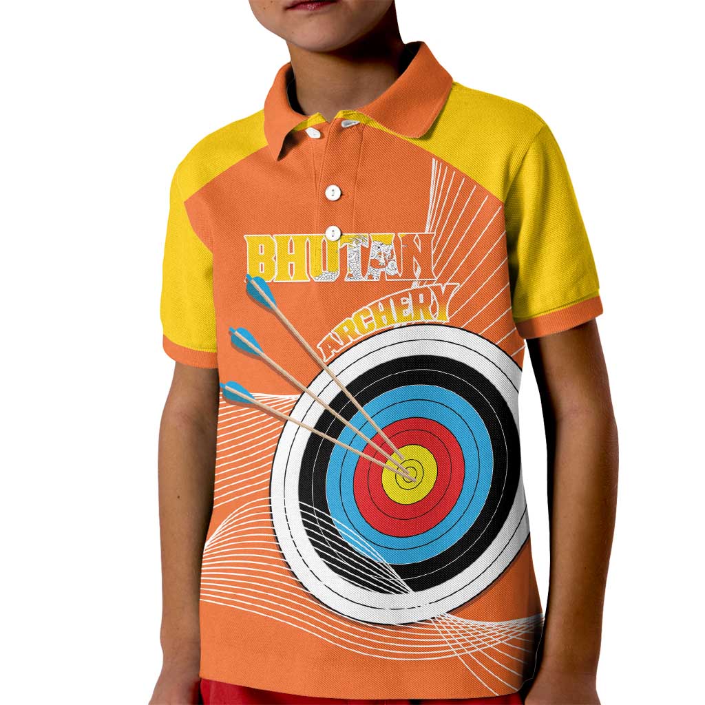 Personalised Bhutan Archery Kid Polo Shirt Board Style Flag Color - Wonder Print Shop