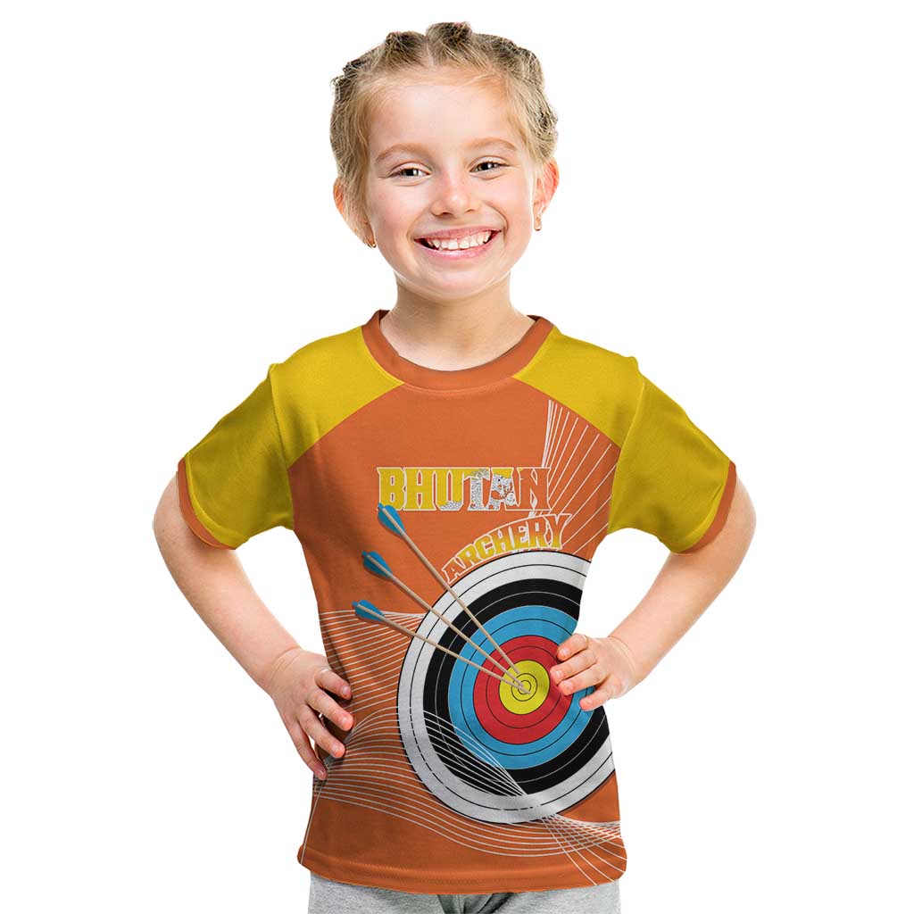 Personalised Bhutan Archery Kid T Shirt Board Style Flag Color - Wonder Print Shop