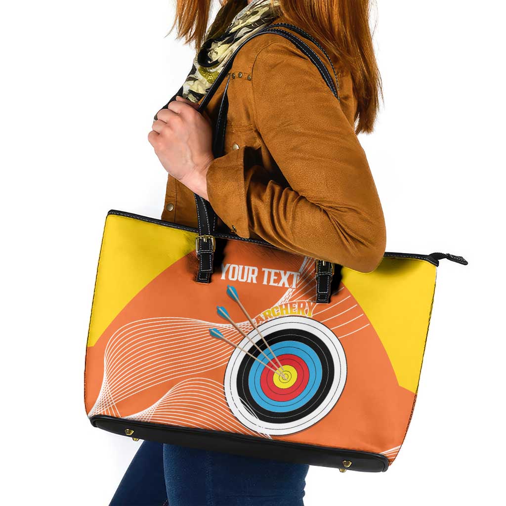 Personalised Bhutan Archery Leather Tote Bag Board Style Flag Color - Wonder Print Shop
