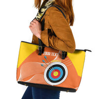 Personalised Bhutan Archery Leather Tote Bag Board Style Flag Color - Wonder Print Shop