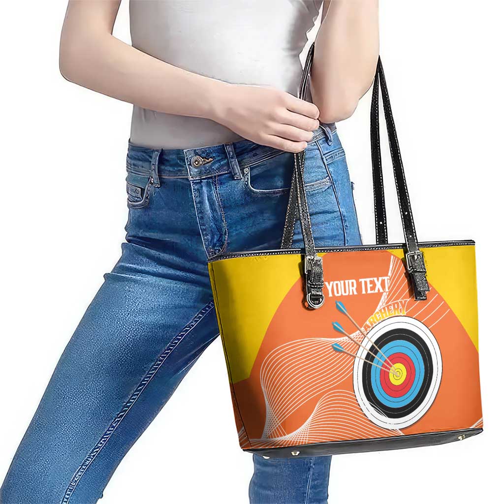 Personalised Bhutan Archery Leather Tote Bag Board Style Flag Color - Wonder Print Shop