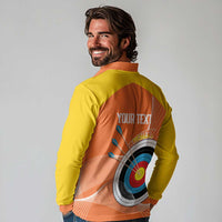 Personalised Bhutan Archery Long Sleeve Polo Shirt Board Style Flag Color - Wonder Print Shop